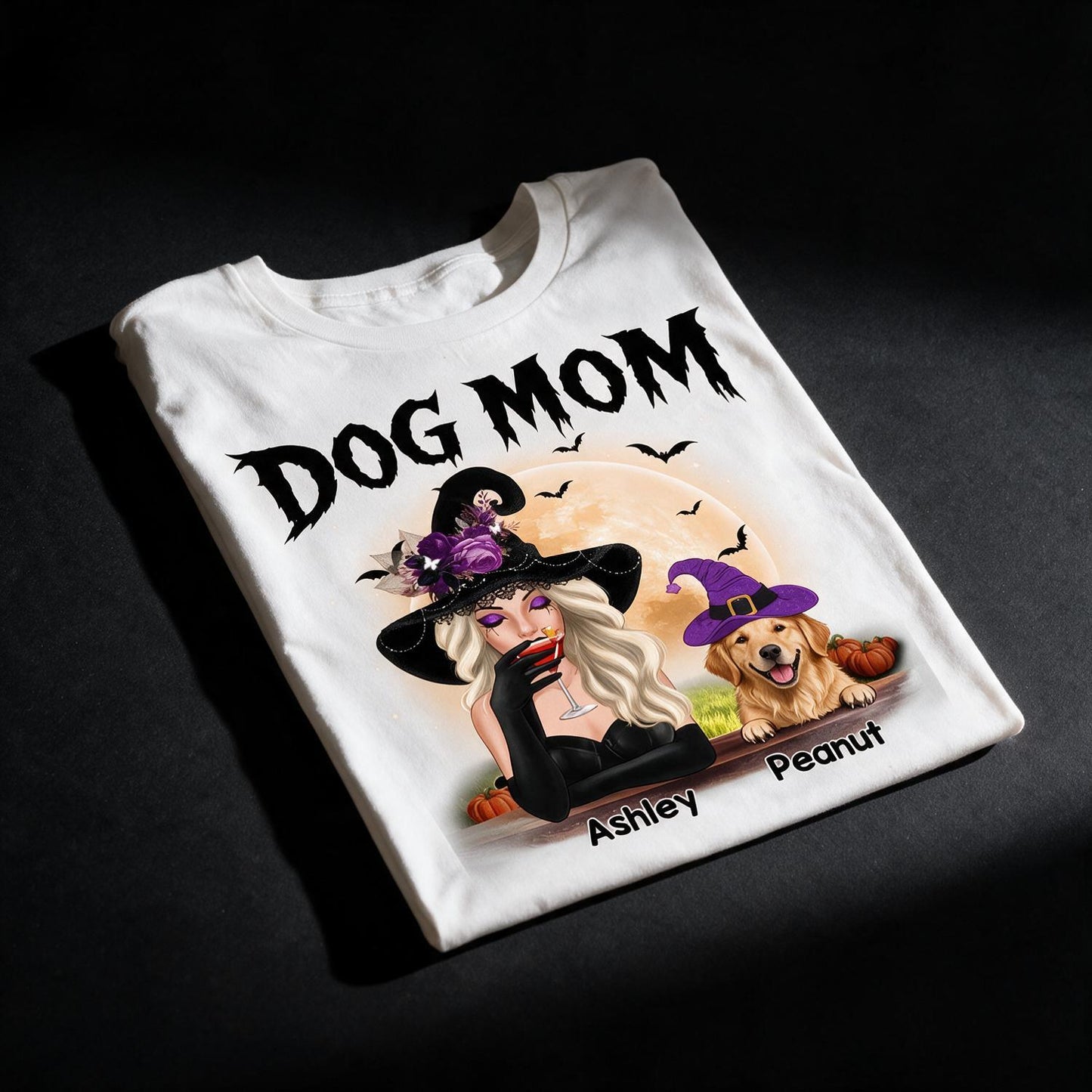 Personalized Halloween Witch Dog Mom Shirt - Custom Golden Retriever Spooky Season Gift