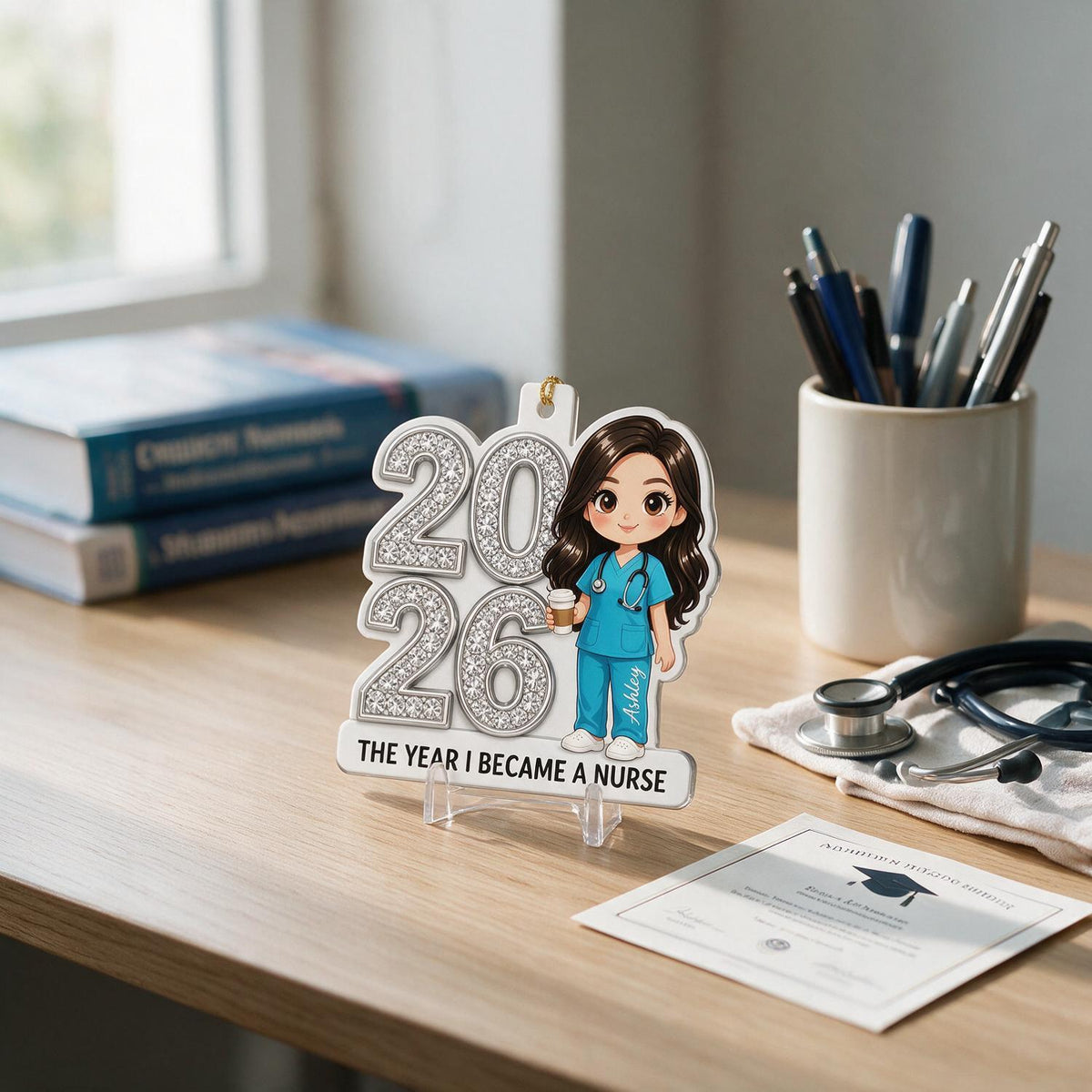 2026 The Year I Became A Nurse Personalized Acrylic Ornament - Custom Name Nurse Graduation Gift, Healthcare Worker Milestone Keepsake Christmas Decor