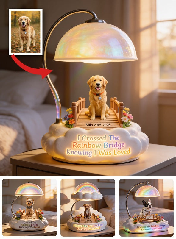 I Crossed The Rainbow Bridge - Personalized Golden Retriever Acrylic LED Night Light