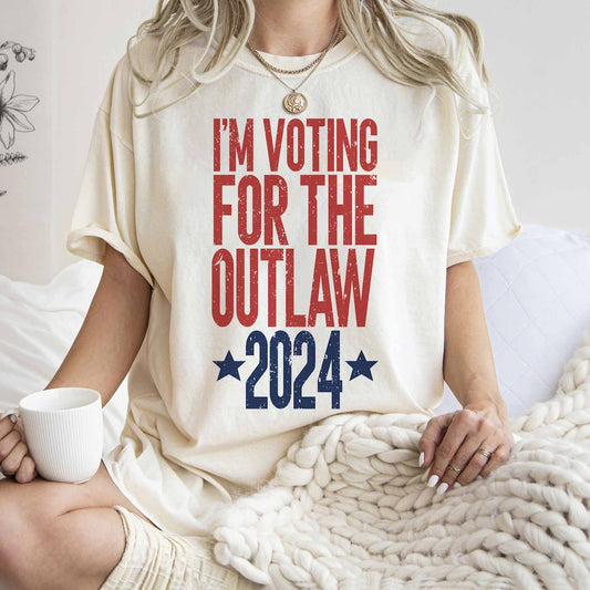 Ich wähle den Outlaw Trump – Amerikanisches T-Shirt, Western Republican Party Tee, Er wurde verurteilt, aber nicht schuldig, Wahl 2024, Präsident Cowboy Tee T-Shirt & Hoodie