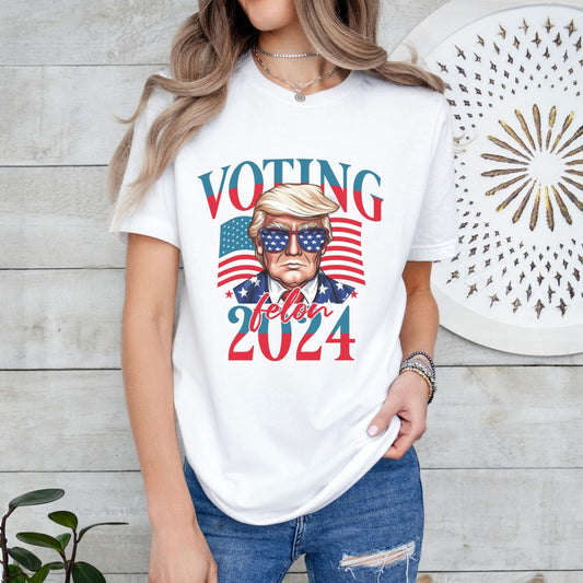 „Wähle einen Straftäter 2024“-T-Shirt, Trump-Shirt, Wahl-Shirt 2024, „Unterstütze Trump“-Shirt, „Wähle einen Straftäter“-T-Shirt & Hoodie