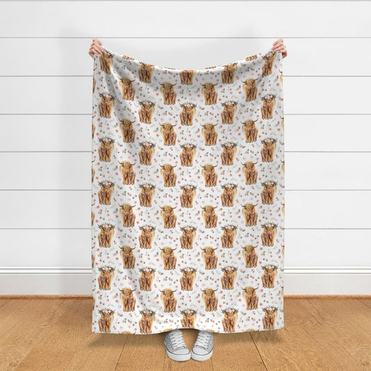 Floral Highland Cow Highland Cow Blanket 0624