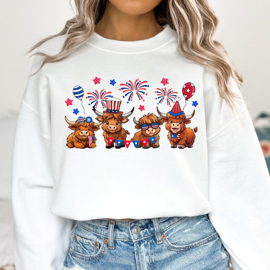 American Flag Highland Cows Highland Cow T-shirt & Hoodie 0624