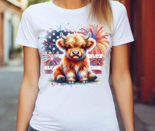 American Flag Highland Cow Highland Cow T-shirt & Hoodie 0624