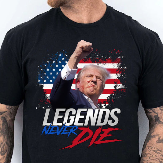 „Trump Legends Never Die“-T-Shirt, „Trump Flight 2024“-Shirt, „Flight for America“-Sweatshirt & Hoodie