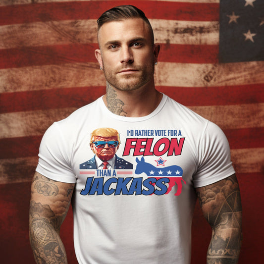 Ich würde lieber einen Verbrecher wählen – T-Shirt, Trump-Shirt, Wahl-Shirt 2024, „Unterstütze Trump“-Shirt, Geschenk-T-Shirt & Hoodie für Trump-Fans