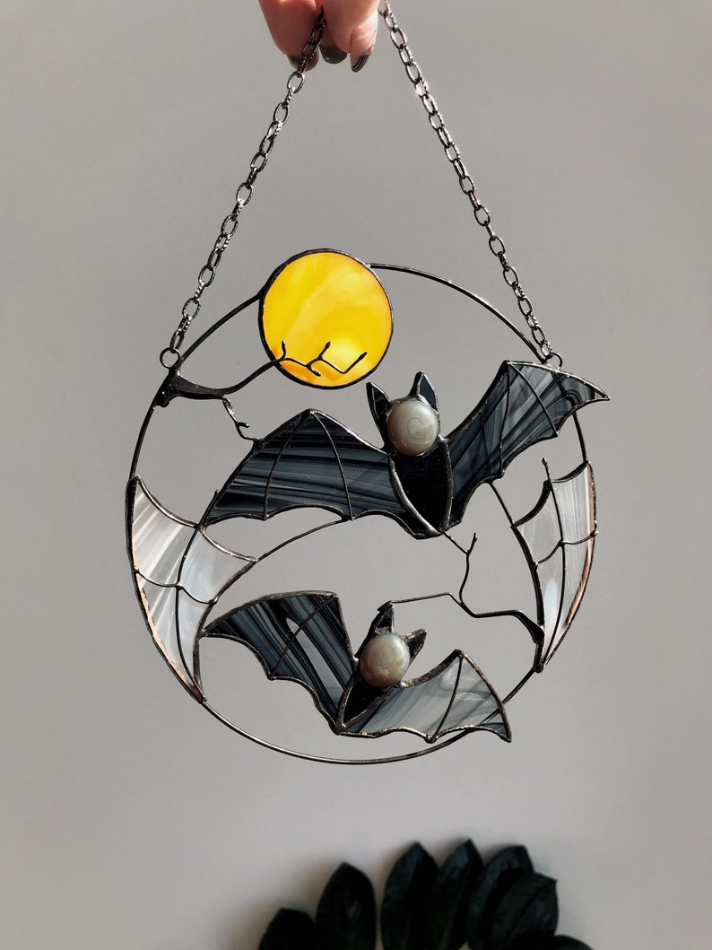 Fledermaus-Mond Halloween Fensterhänger Sonnenfänger Ornament Halloween Fensterhänger Sonnenfänger Ornament 0924 