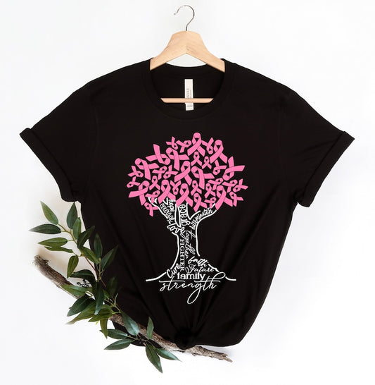 Pink Ribbon Tree Shirt, Cancer Tree Shirt, Breast Cancer Fighter Shirt, Breast Cancer Awareness Shirt, Pink Ribbon Shirt Breast Cancer Awareness T-shirt & Hoodie 0924