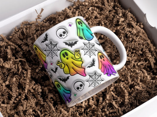 3D Colorful Halloween Ghosts Inflated Halloween Mug 0924
