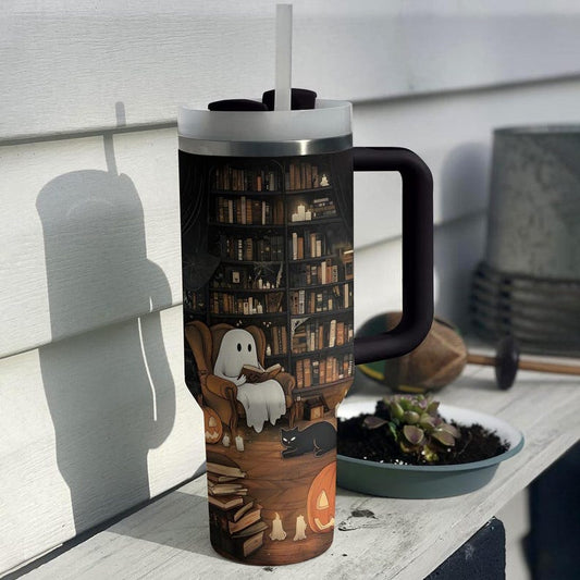 Niedlicher Geister-Lesebecher, Halloween-Bücherbecher mit Henkel 0924