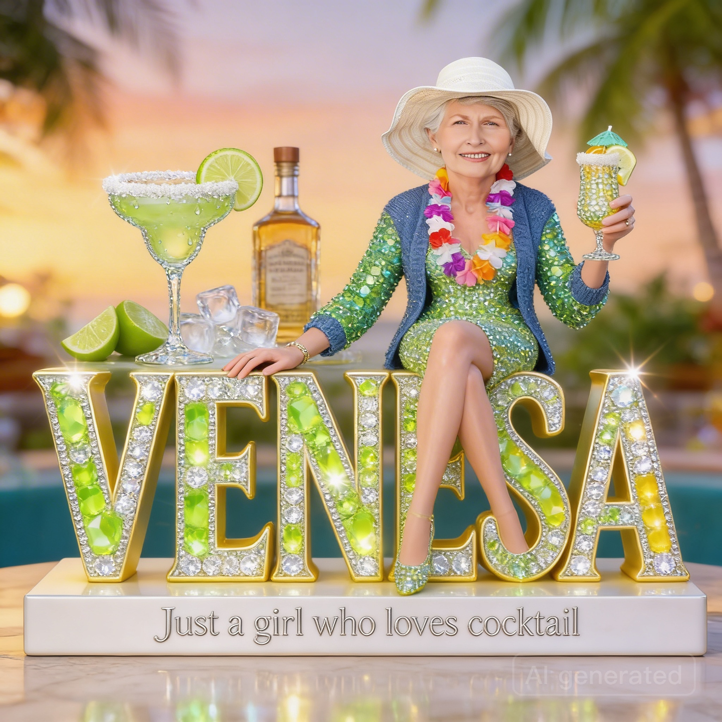 Geschenk für Cocktail- und Margarita-Liebhaber - Personalisierte Cocktail-Acrylplakette