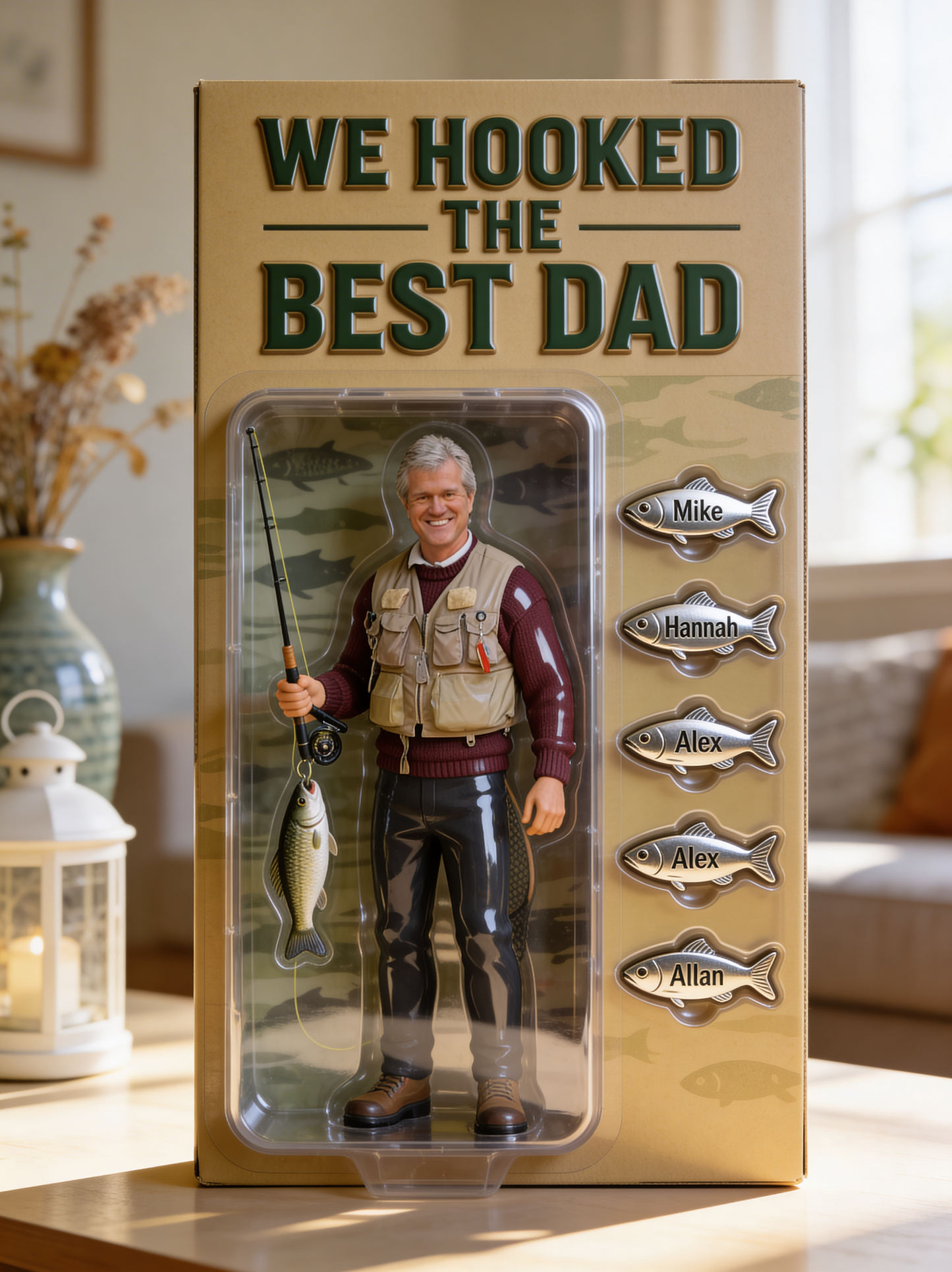 Personalisierte Geschenk für Angler-Vater, Geschenk für Angelliebhaber - Personalisierte Angel-Acrylplakette in individueller Form
