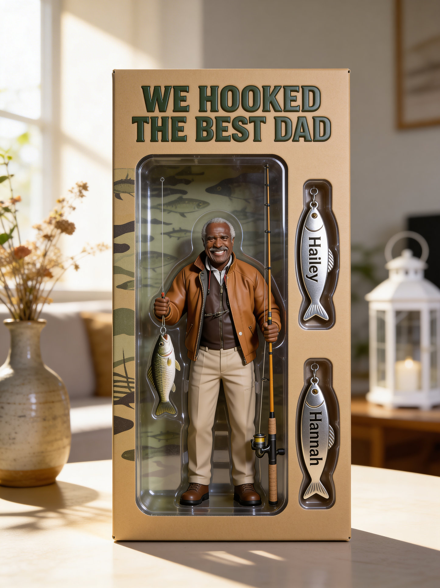 Personalisierte Geschenk für Angler-Vater, Geschenk für Angelliebhaber - Personalisierte Angel-Acrylplakette in individueller Form