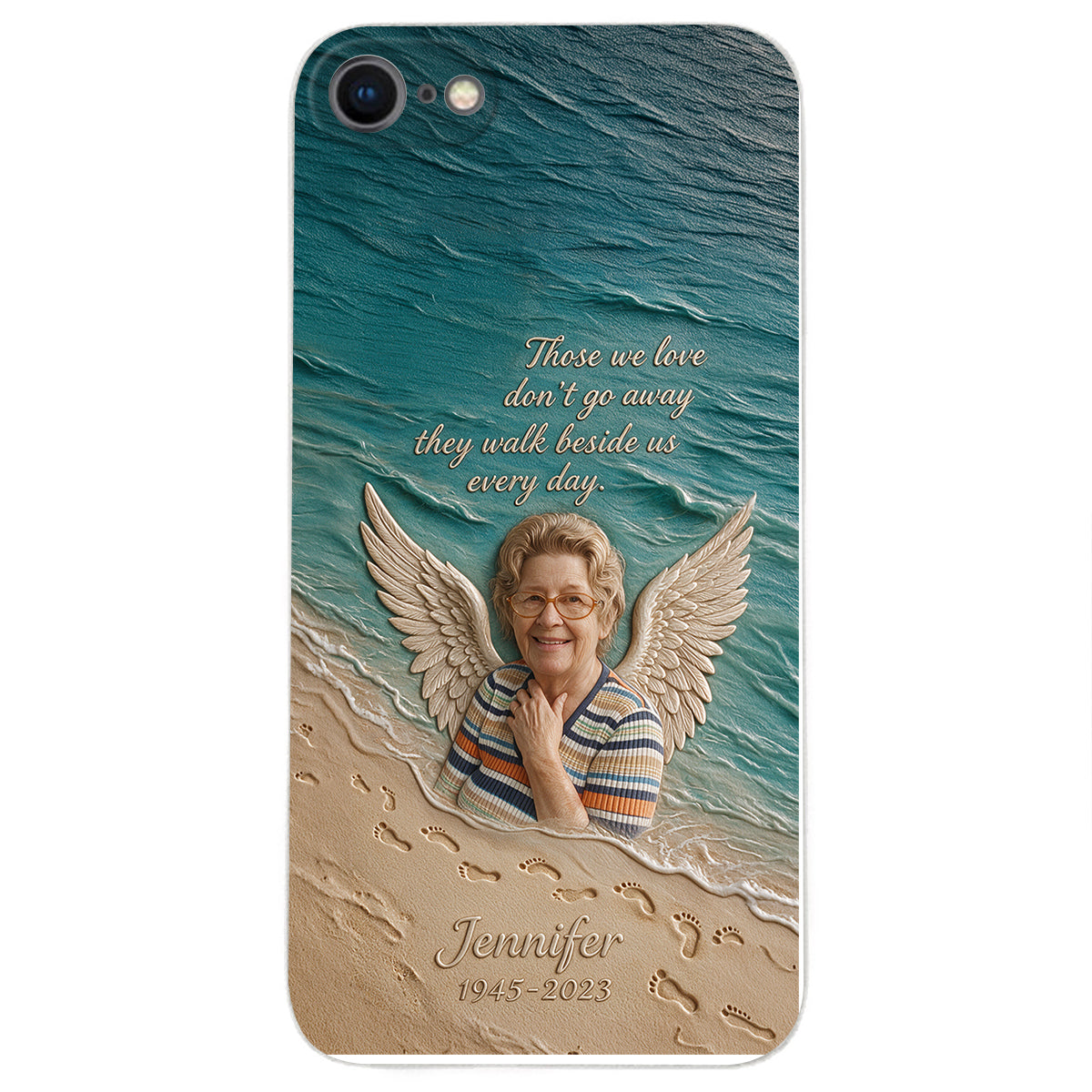 They Walk Beside Us - Personalized Memorial 3D Embossed Leather Phone Case