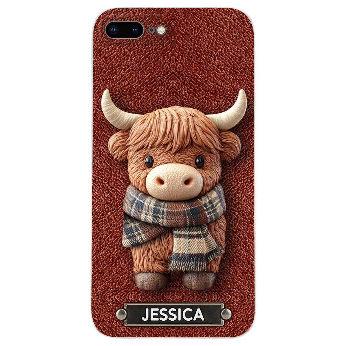 Adorable Highland Cow - Personalized Highland Cow Leather Phone Case