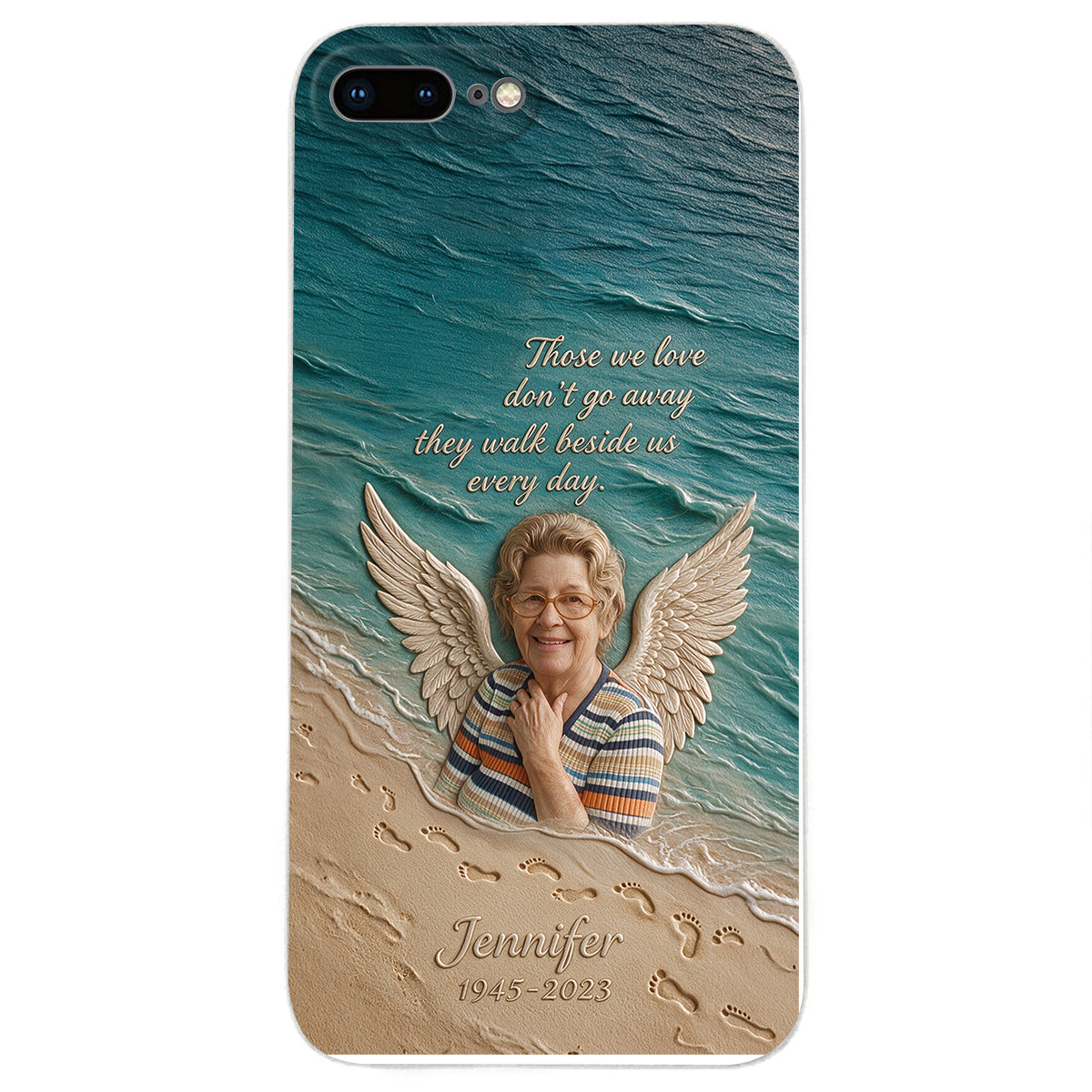 They Walk Beside Us - Personalized Memorial 3D Embossed Leather Phone Case