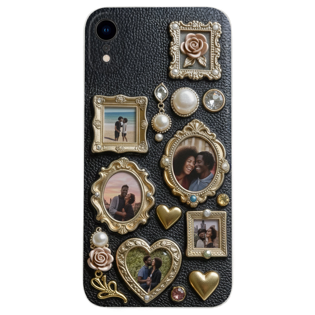 Couple Photo Frame Unique Gift - Personalized Couple Leather Phone Case