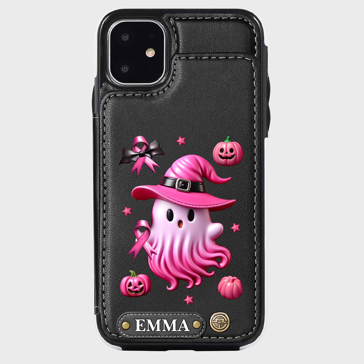 Pink Ghost - Personalized Breast Cancer Awareness Wallet Phone Case
