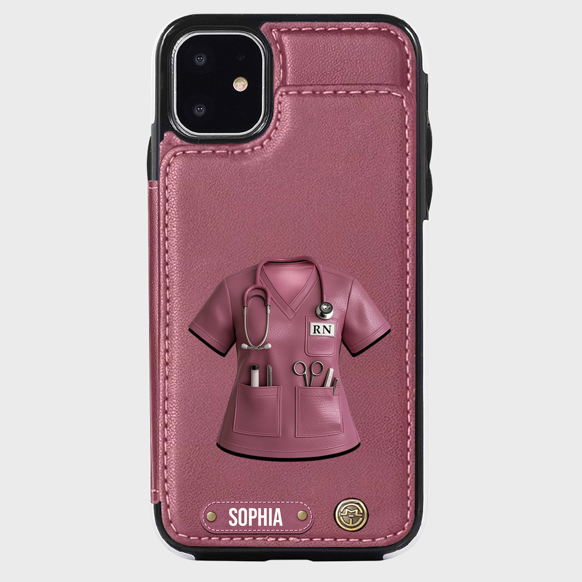 Stolze Krankenschwester – Personalisierte Handyhülle mit Brieftaschenfunktion für Krankenschwestern