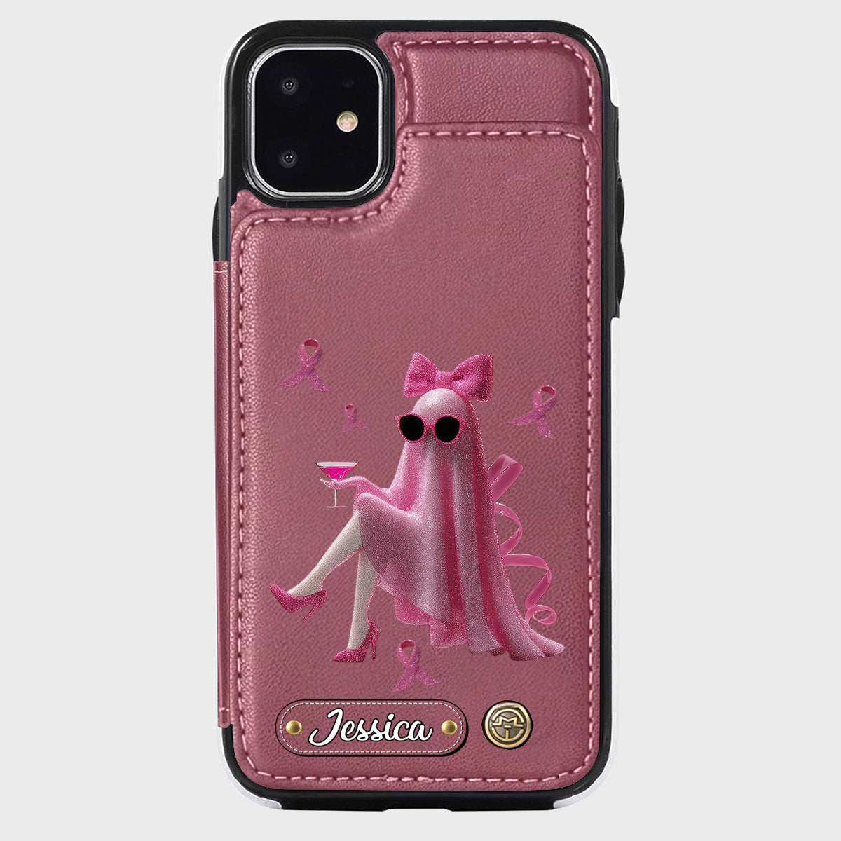 Pink Out – Personalisierte Handyhülle mit Brieftaschenfunktion zur Sensibilisierung für Brustkrebs