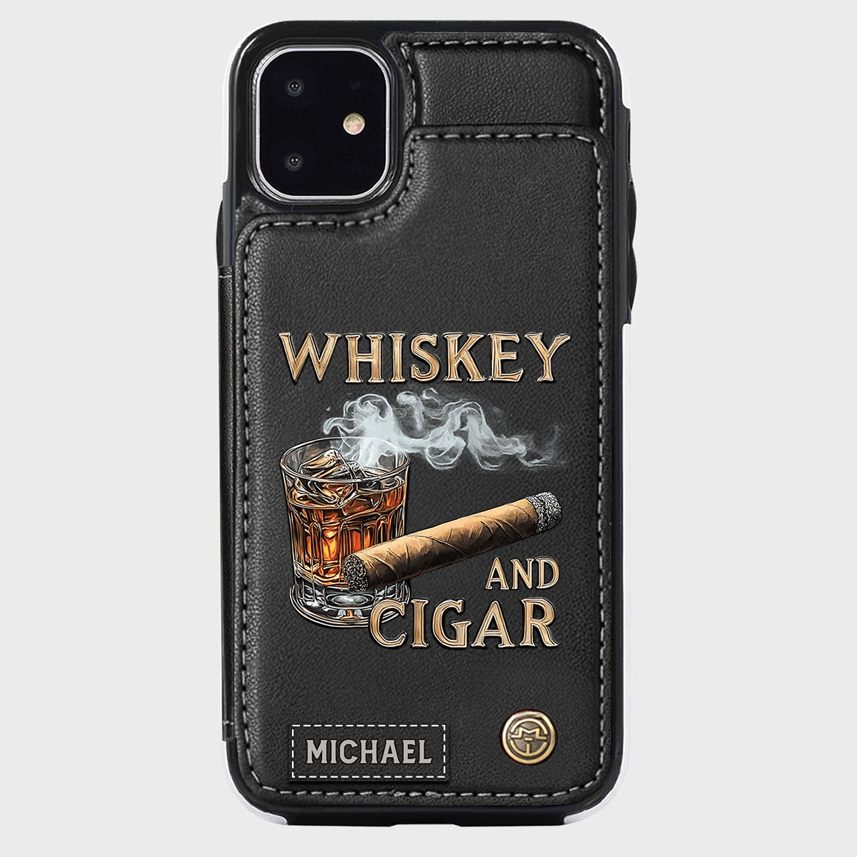 Whiskey And Cigar - Personalized Whisky Wallet Phone Case