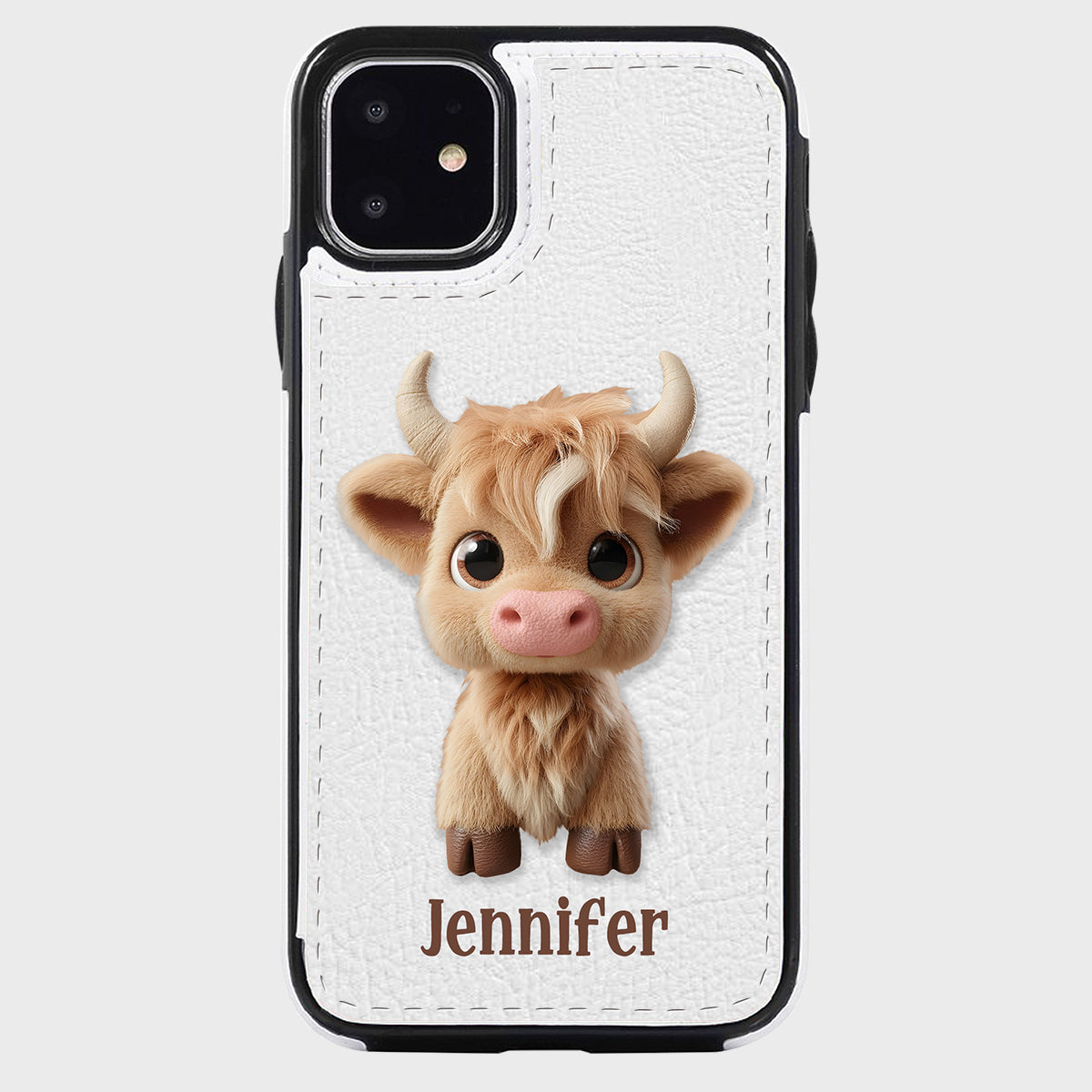 Niedliche Hochlandkuh – Personalisierte, faltbare Handyhülle mit Hochlandkuhmotiv