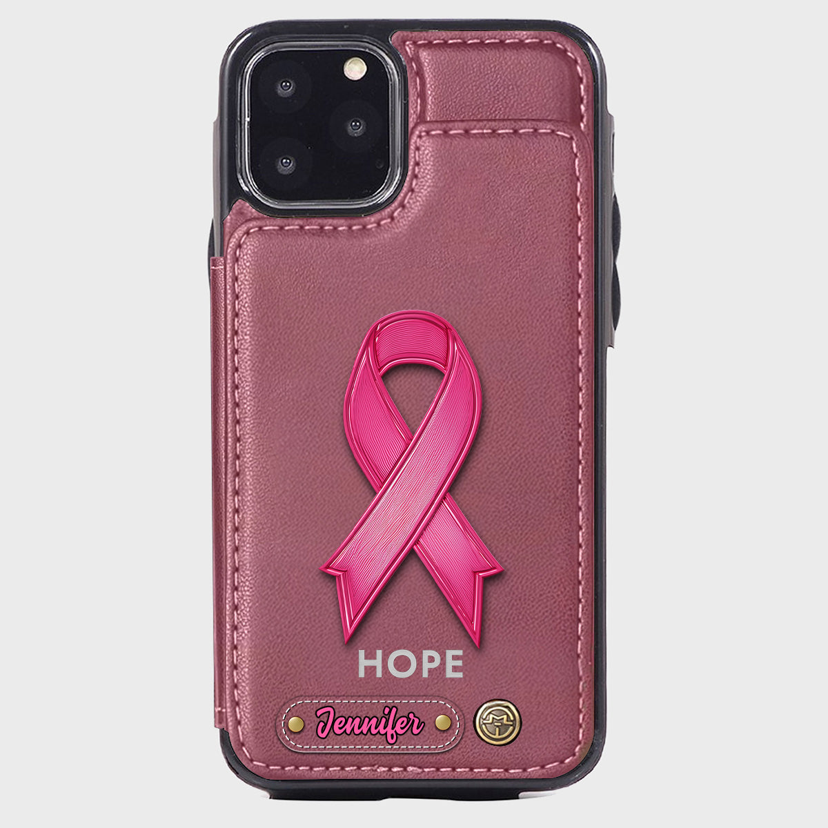 Hope - Personalized Breast Cancer Awareness Wallet Phone Case