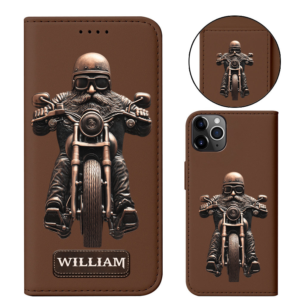 Never Underestimate An Old Man With A Motorcycle - Personalized Biker Wallet Phone Case With Strap