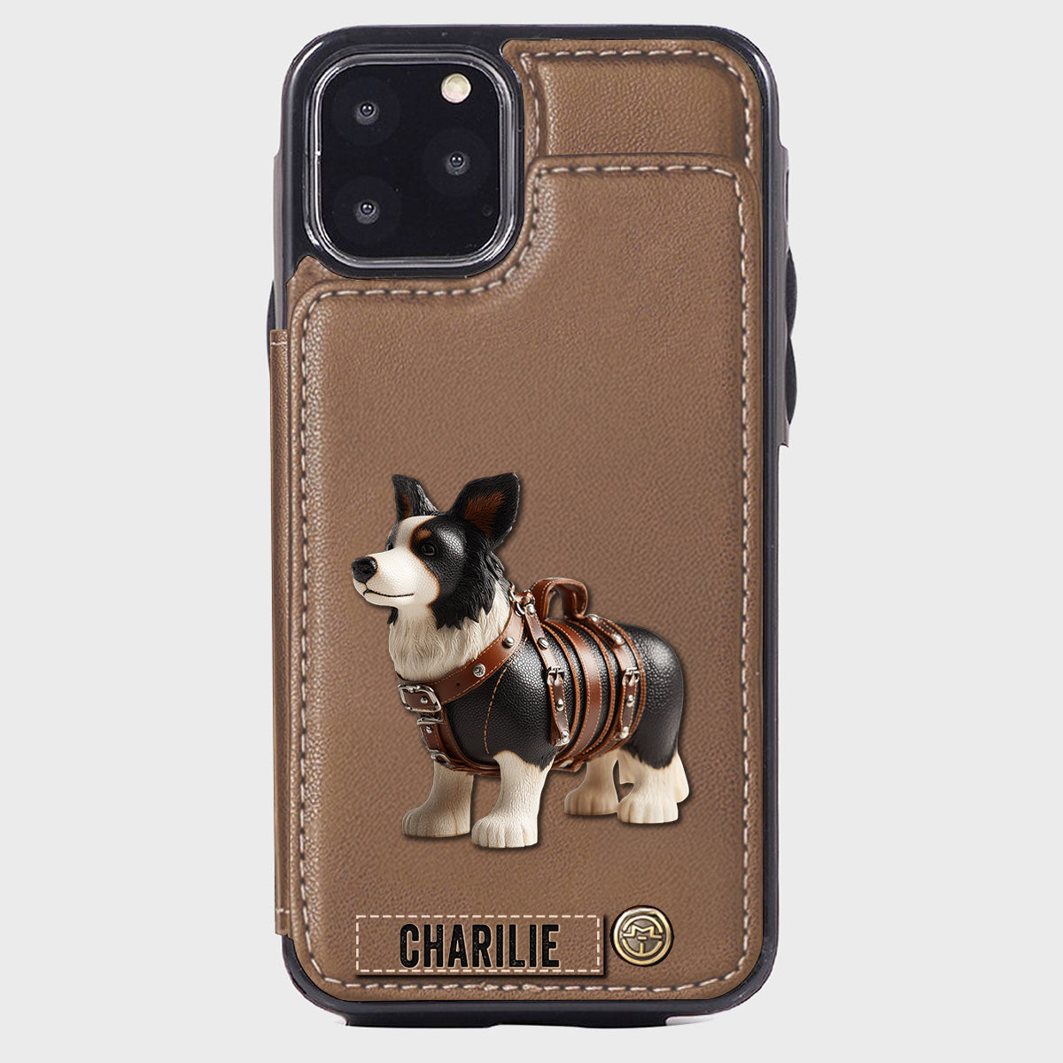 Niedliche Border Collie - Personalisierte Hunde-Geldbörsen-Handyhülle