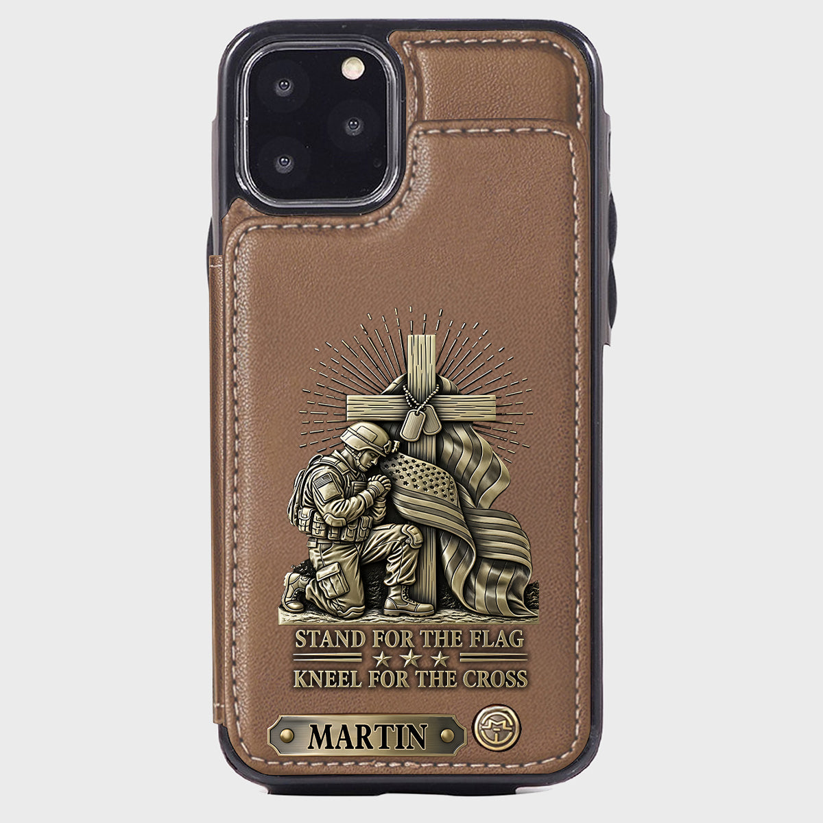 Kneel For The Cross - Personalized Veteran Wallet Phone Case