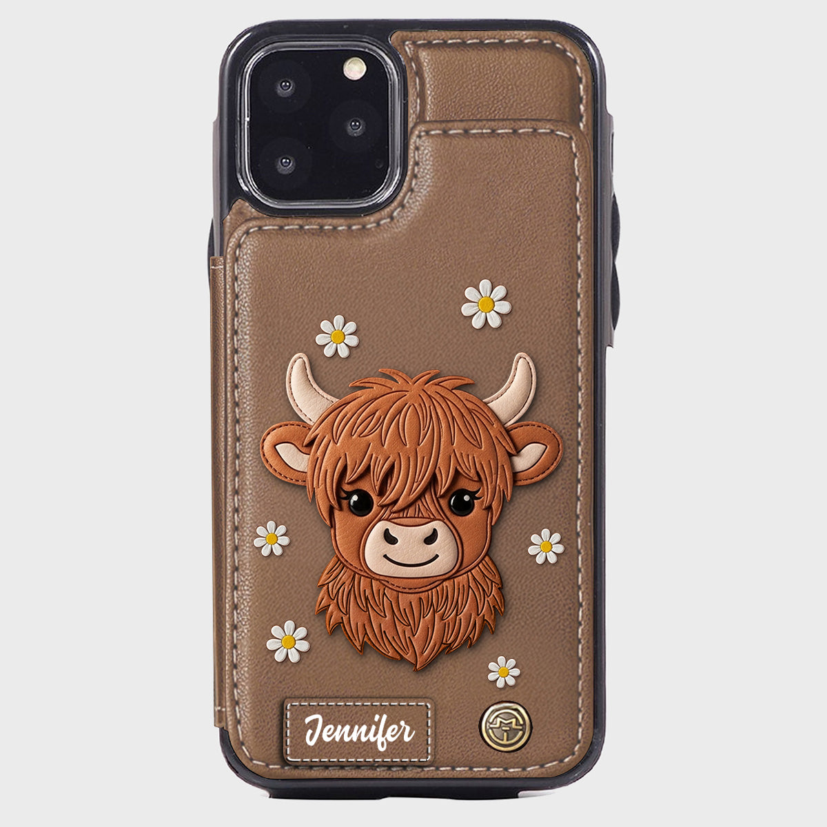 Adorable Highland Cow - Personalized Highland Cow Wallet Phone Case