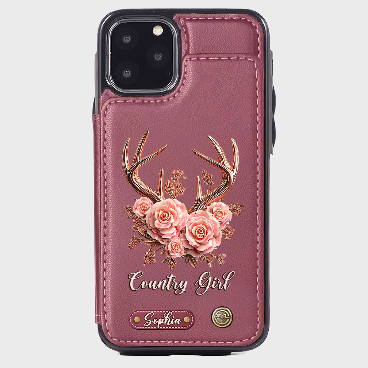 Country Girl – Personalisierte Handyhülle mit Jagd-Geldbörse