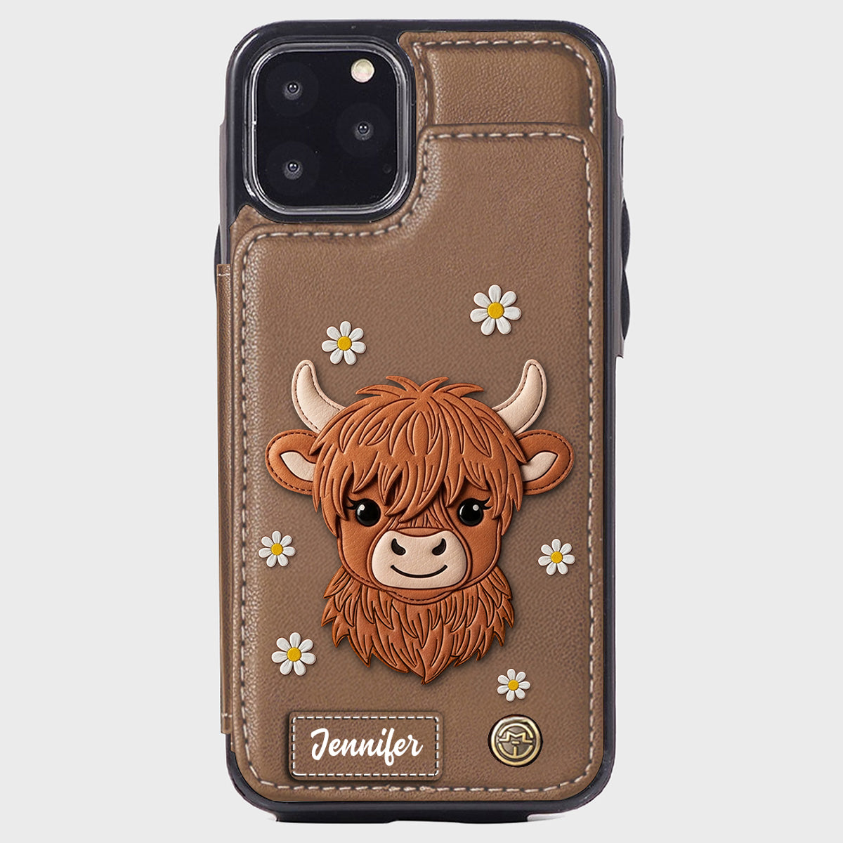 Adorable Highland Cow - Personalized Highland Cow Wallet Phone Case