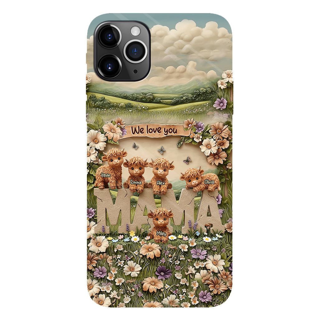 Niedliche Hochlandrind-Mama, Oma – Personalisierte Handyhülle mit Muttermotiv