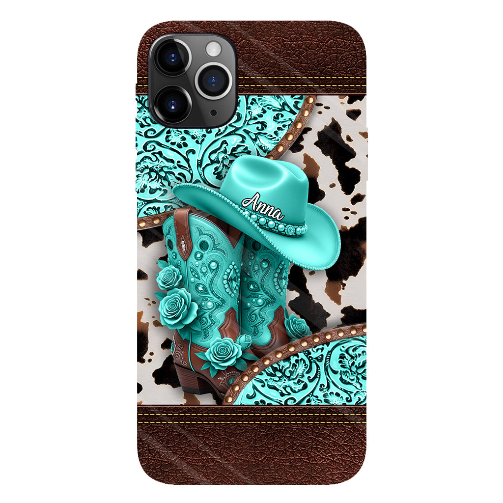 Western-Cowgirl-Stiefel – Personalisierte Handyhülle mit Cowgirl-Vollprint