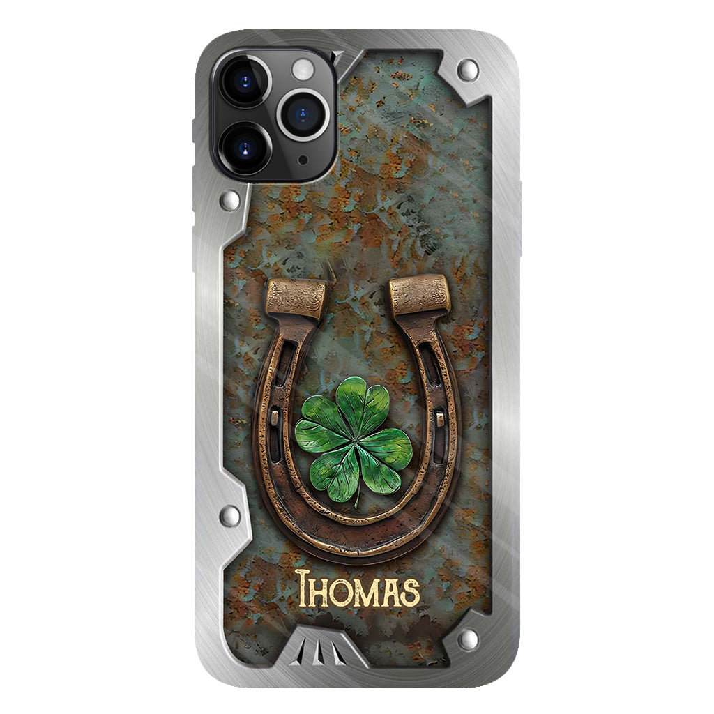 Lucky Horseshoe Shamrock – Personalisierte Handyhülle mit Pferdemotiv