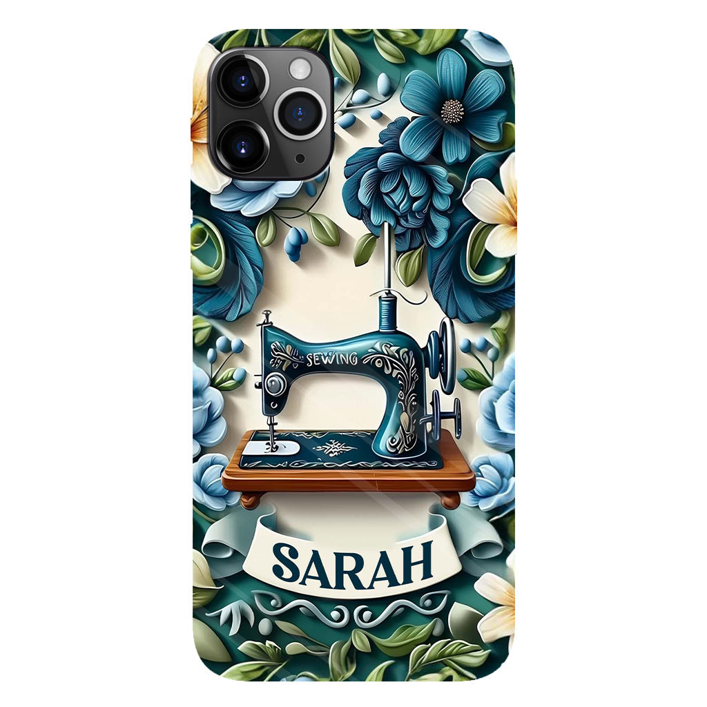 Blue Sewing Machine - Personalized Sewing Full Print Phone Case