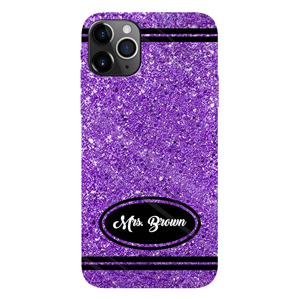 Artificial Glitter Crayon Design - Personalized Teacher Full Print Phone Case & Phone Grip