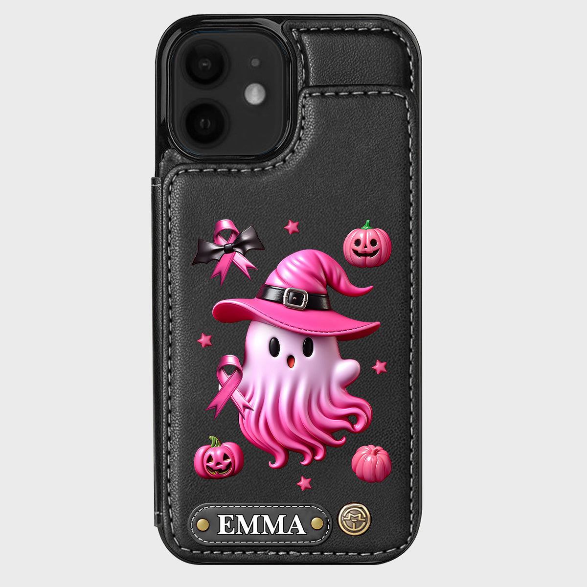 Pink Ghost - Personalized Breast Cancer Awareness Wallet Phone Case