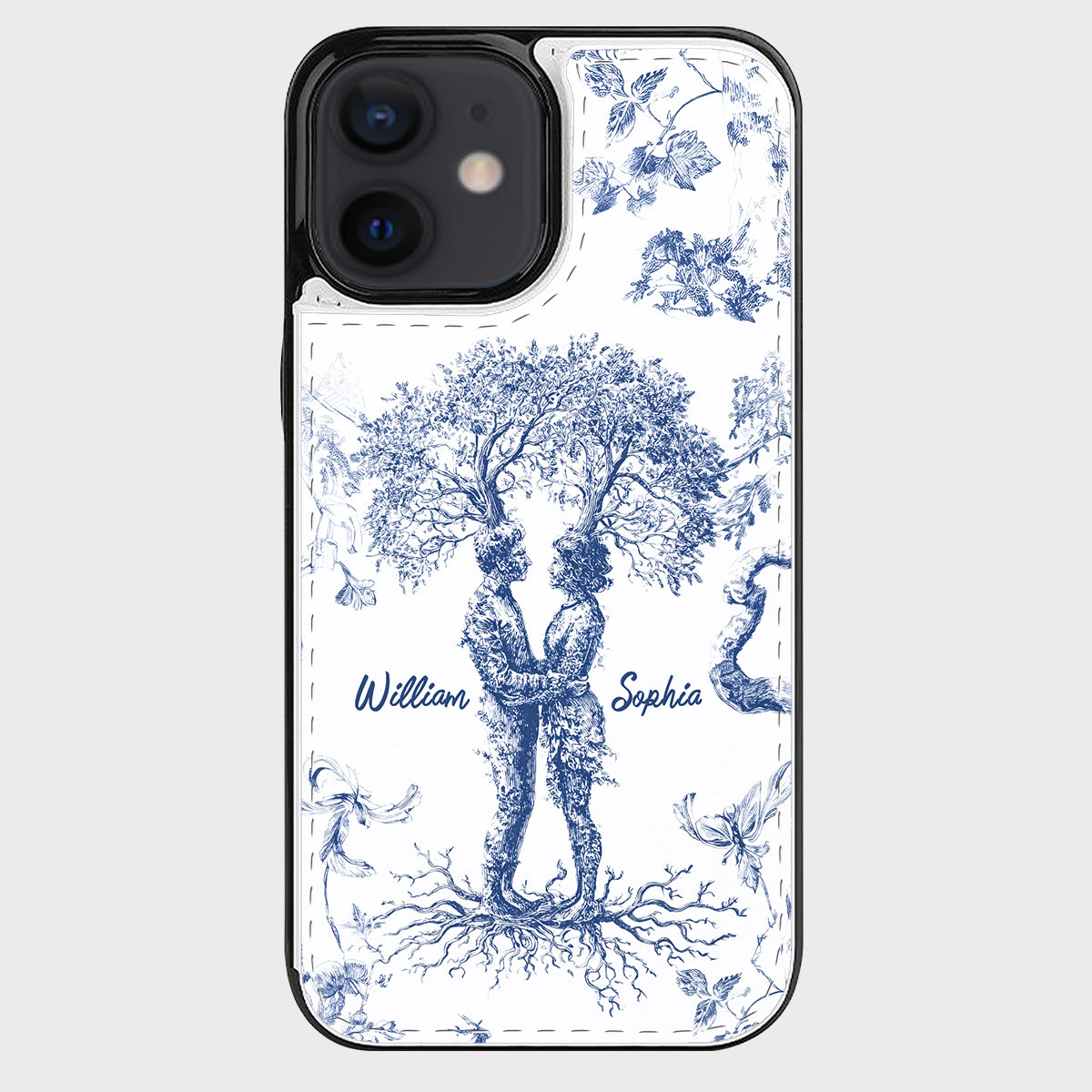 Jahrestagsgeschenk im Toile-de-Jouy-Stil: „Du & Ich, wir schaffen das“ – Personalisierte, faltbare Handyhülle für Paare