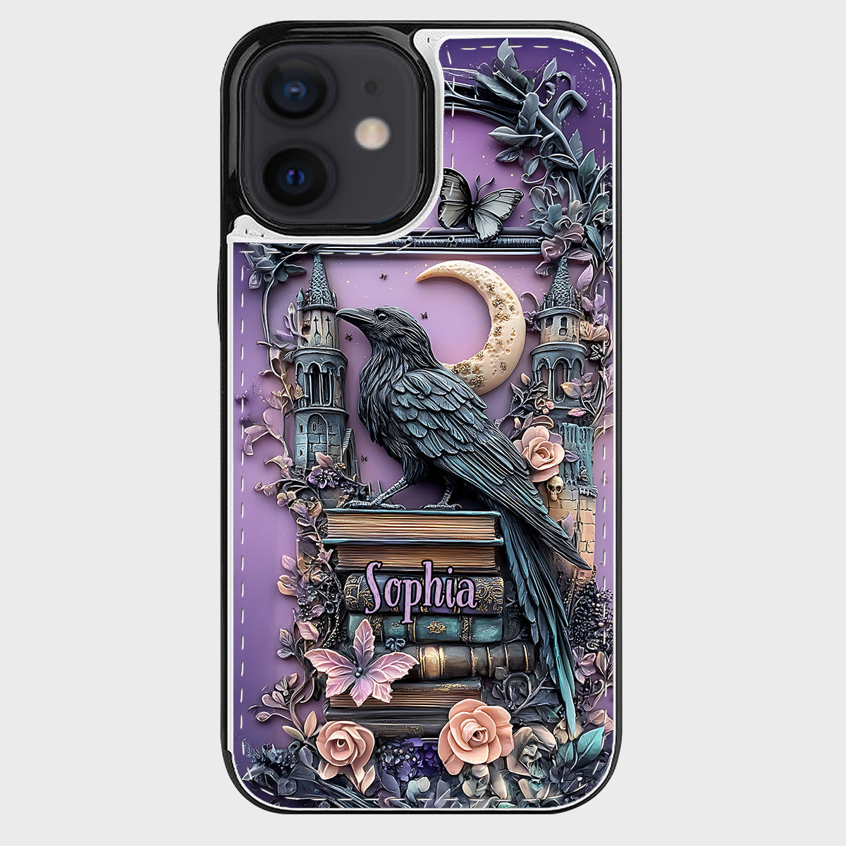 Dark Academia Buchleser – Personalisierte, faltbare Handyhülle im Buchformat