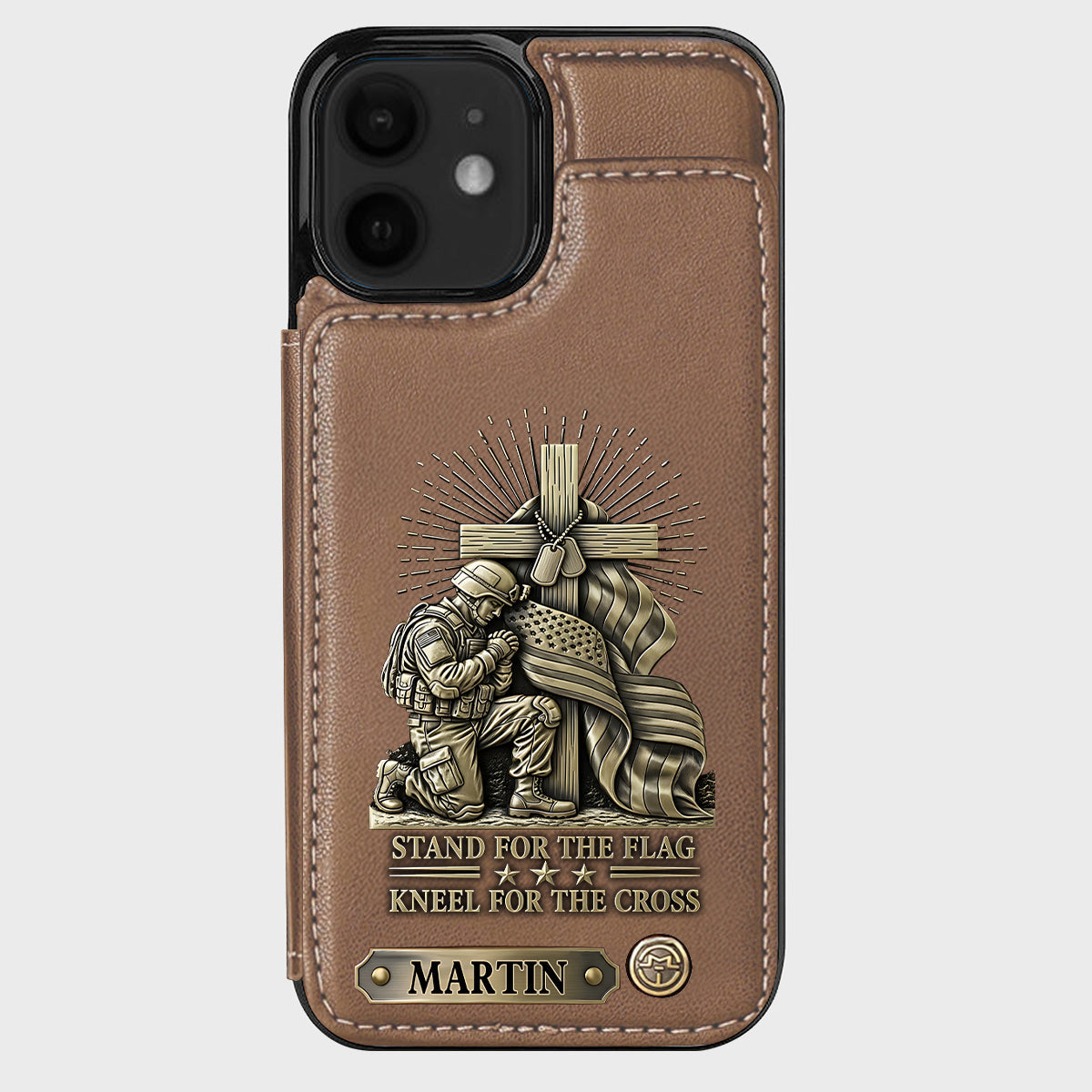 Kneel For The Cross - Personalized Veteran Wallet Phone Case