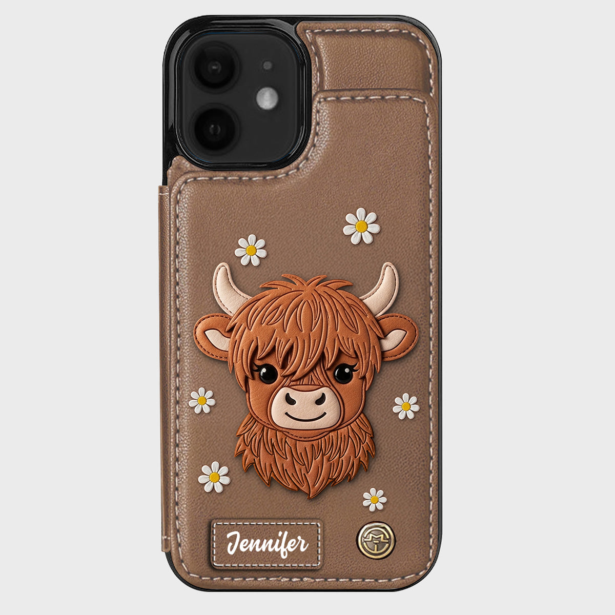Adorable Highland Cow - Personalized Highland Cow Wallet Phone Case