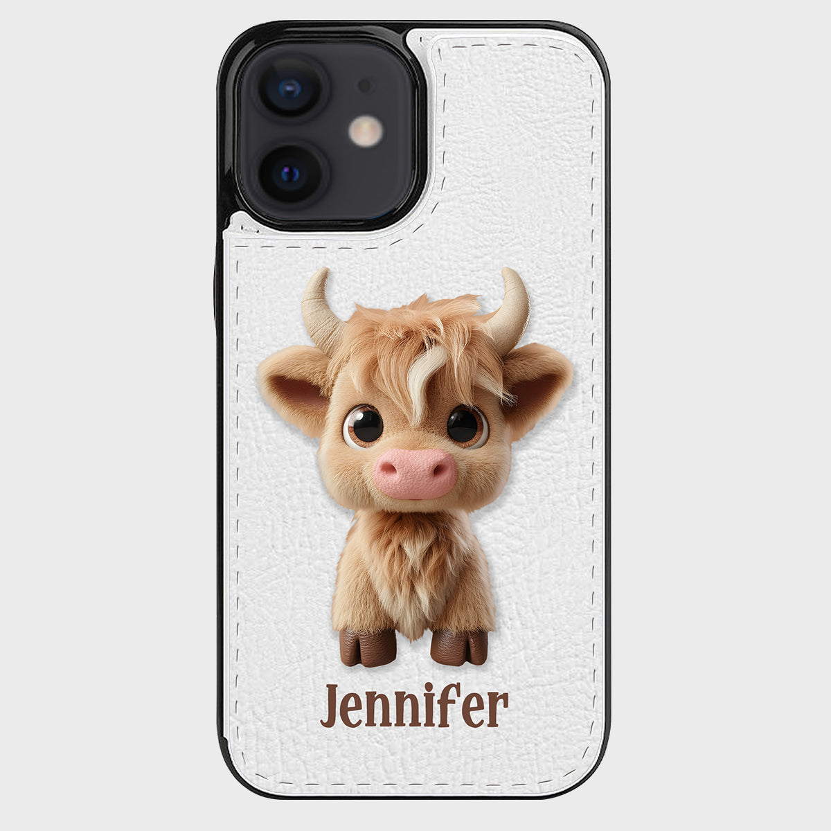 Niedliche Hochlandkuh – Personalisierte, faltbare Handyhülle mit Hochlandkuhmotiv