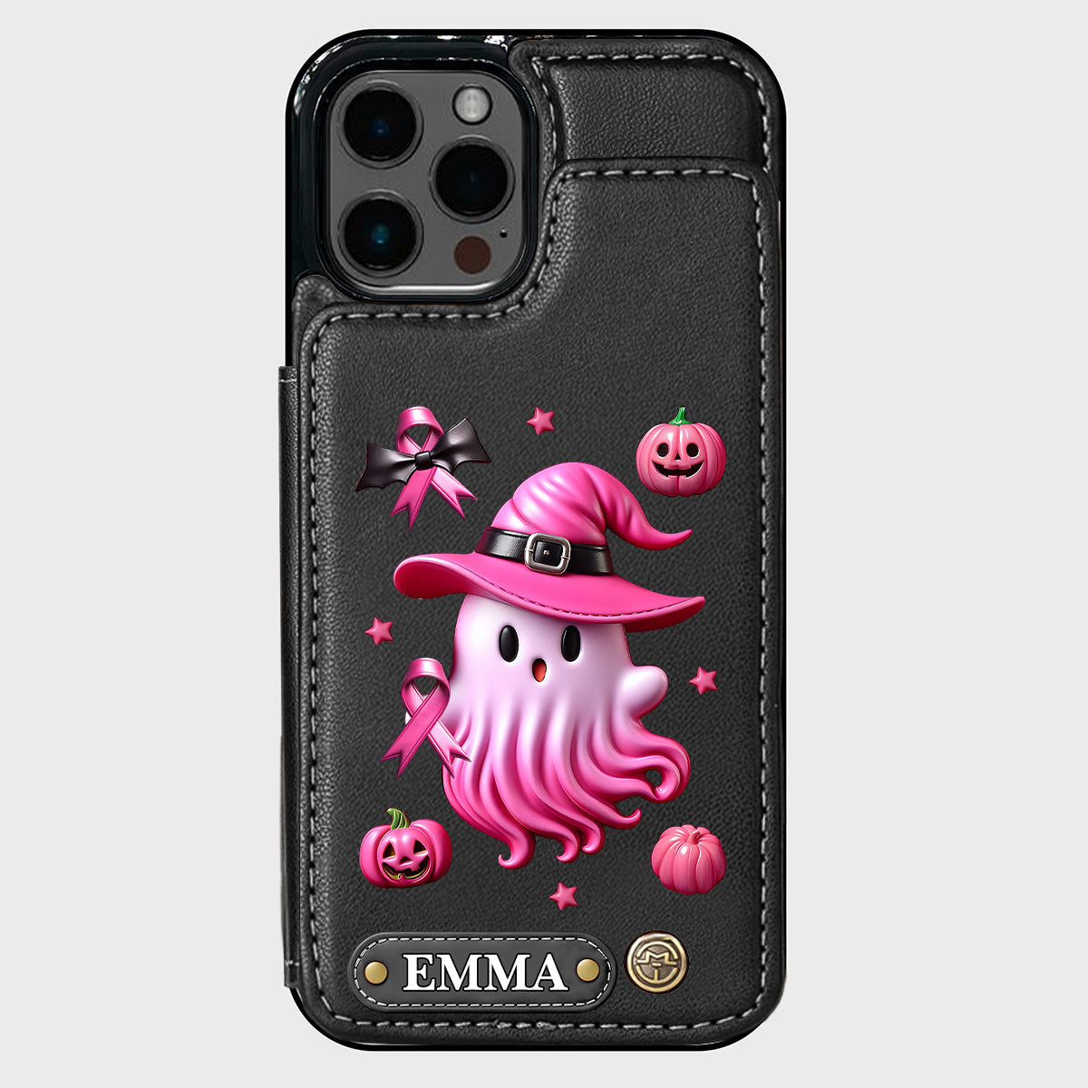Pink Ghost - Personalized Breast Cancer Awareness Wallet Phone Case