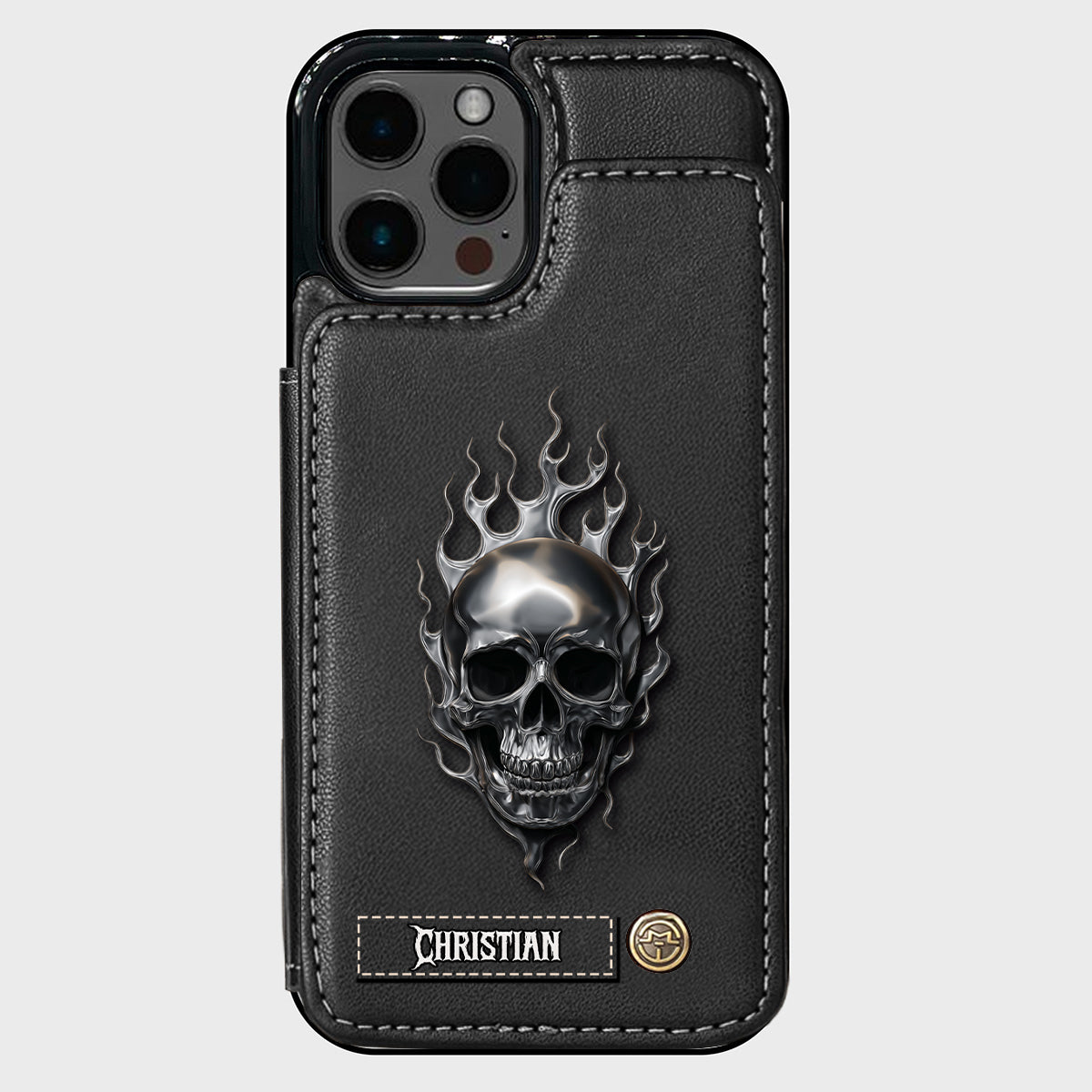 Feuerschädel – Personalisierte Totenkopf-Handyhülle