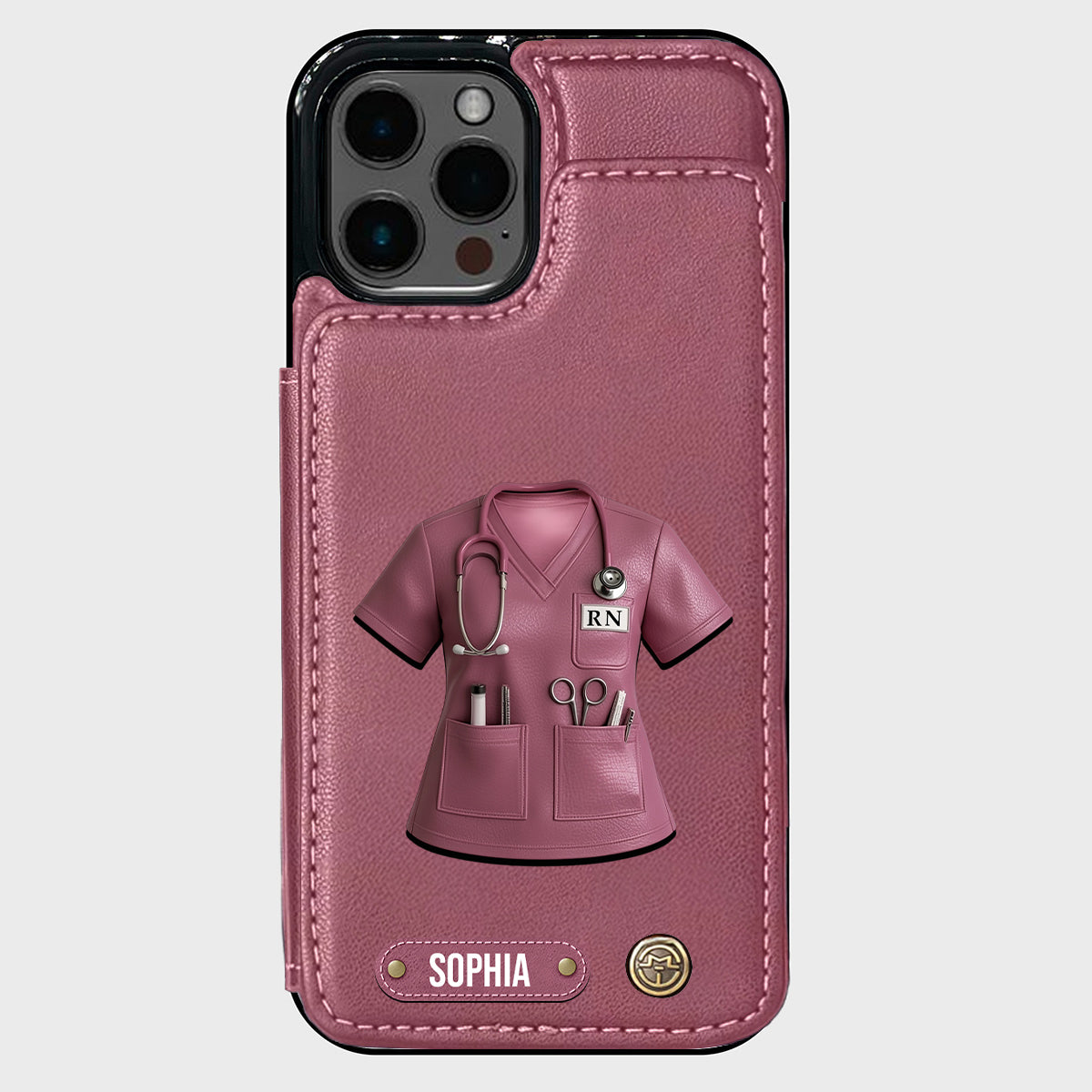 Stolze Krankenschwester – Personalisierte Handyhülle mit Brieftaschenfunktion für Krankenschwestern