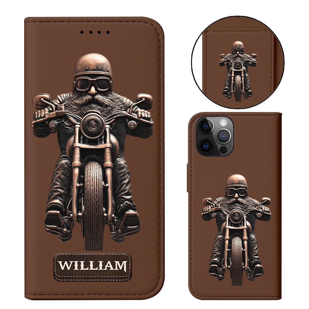 Never Underestimate An Old Man With A Motorcycle - Personalized Biker Wallet Phone Case With Strap