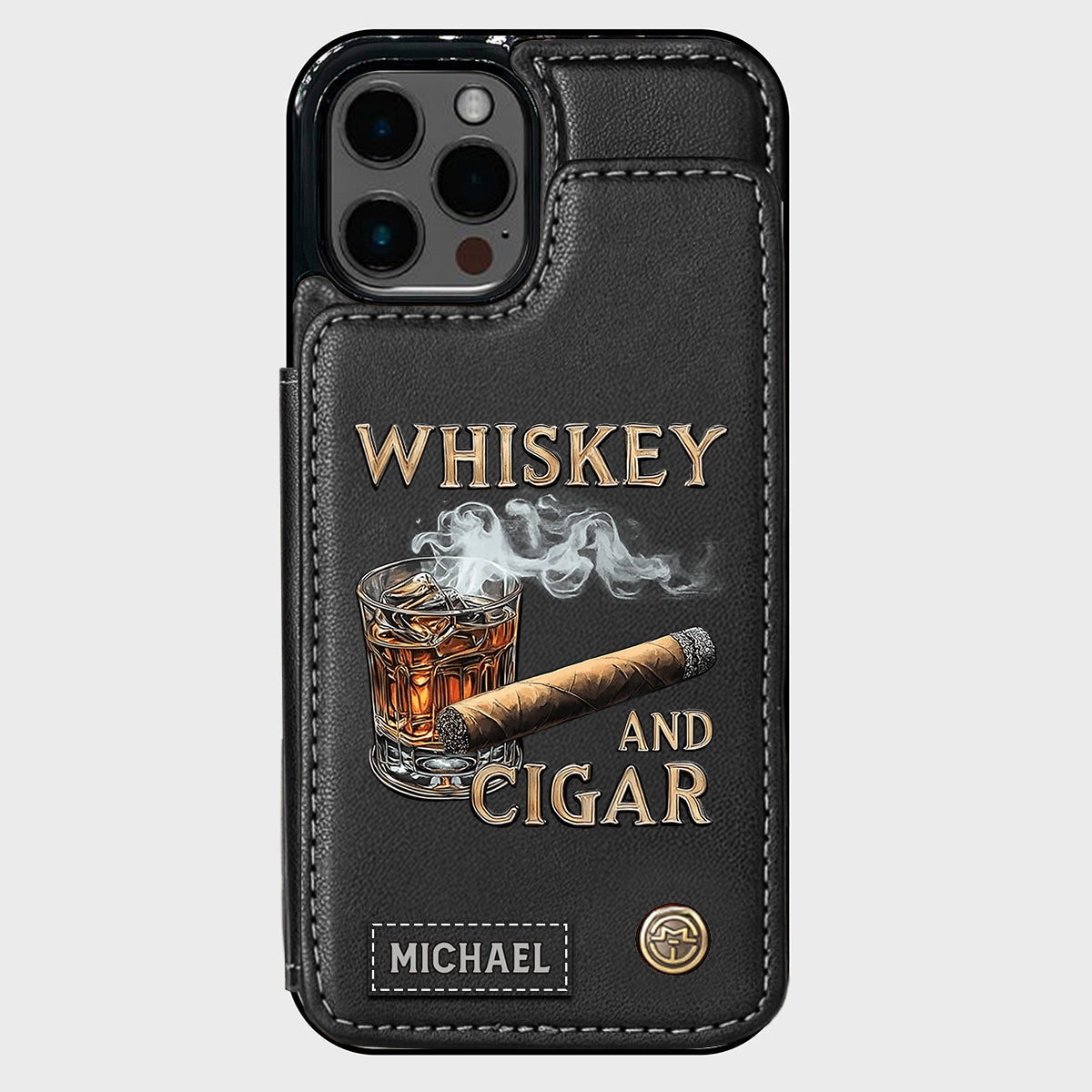 Whiskey And Cigar - Personalized Whisky Wallet Phone Case