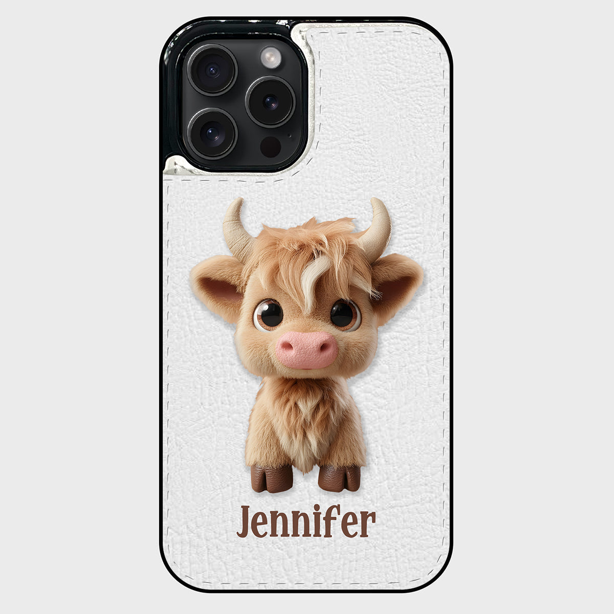 Niedliche Hochlandkuh – Personalisierte, faltbare Handyhülle mit Hochlandkuhmotiv